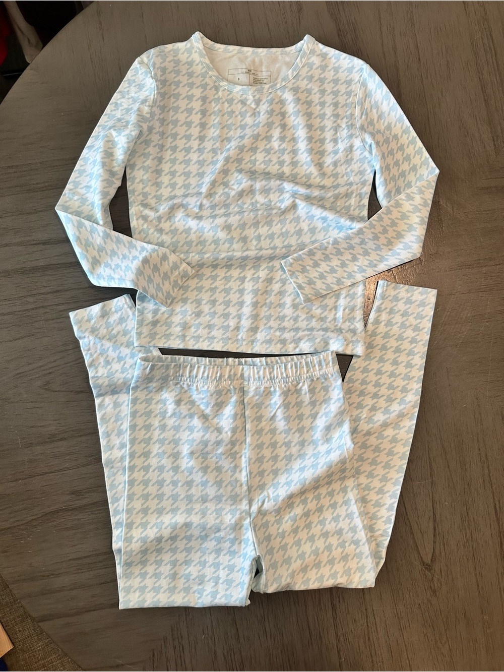 BAMBOO Light Blue & White Houndstooth Kids Pajama Set